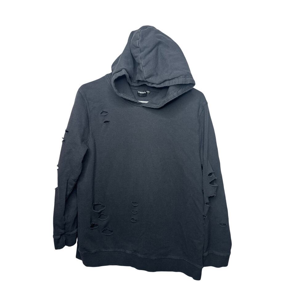 Mono B Black Distressed Crew Neck Sweater